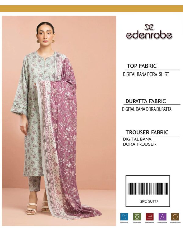 Elegant 3-Piece Eden Robe  Tana Dora Lawn Suit for Women – Unstitched - Image 2
