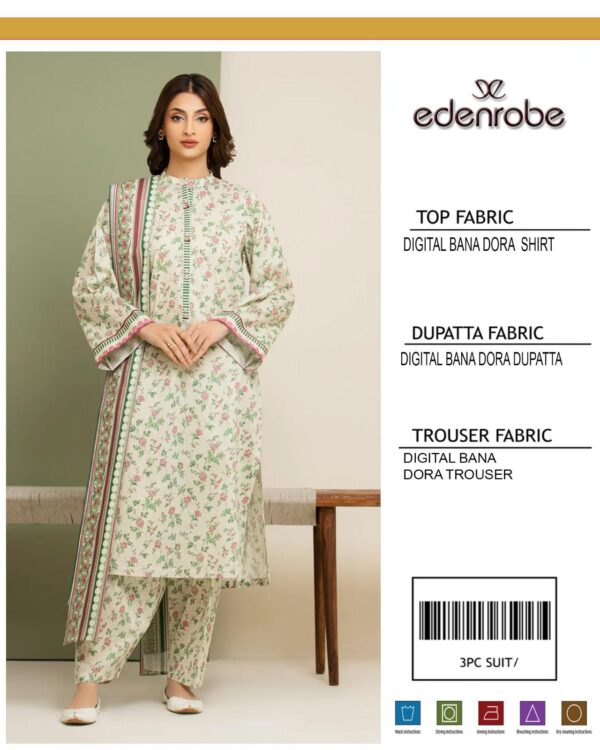 Elegant 3-Piece Eden Robe  Tana Dora Lawn Suit for Women – Unstitched - Image 2